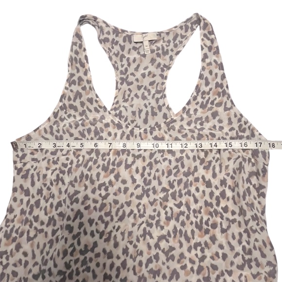 Joie White and Brown Cheetah Print Racerback Silk Tank Top Mobwife Preppy Girly - Picture 8 of 9